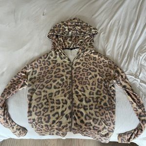Hye Park and Lune zipper leopard hoodie